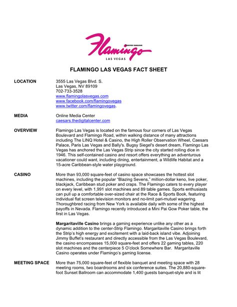 FLAMINGO LAS VEGAS FACT SHEET .